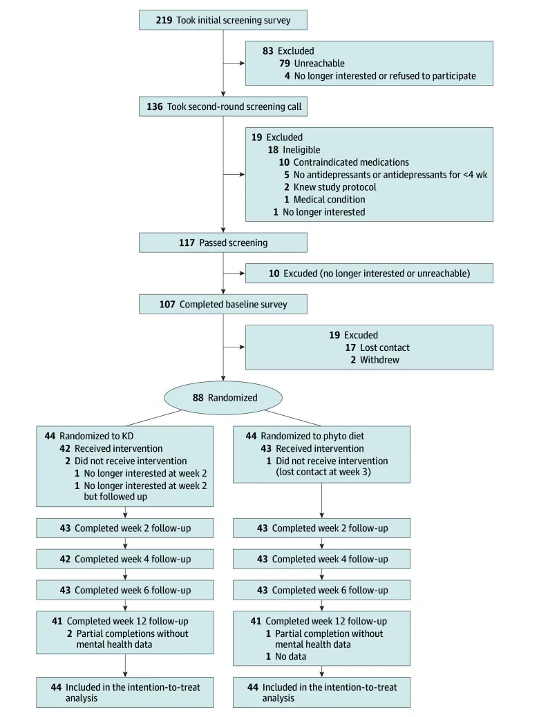 원문 그림 Figure 1.: A Ketogenic Diet for Treatment-Resistant Depression: A Randomized Clinical Trial